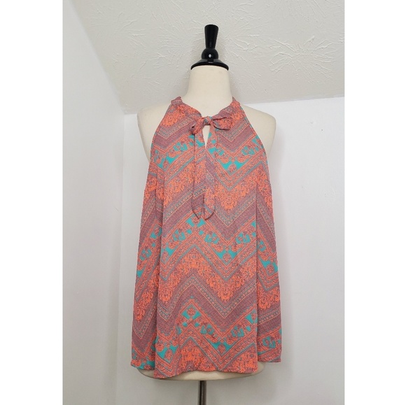 Pink Rose Tops - Pink Rose Keyhole Tie Front Tank